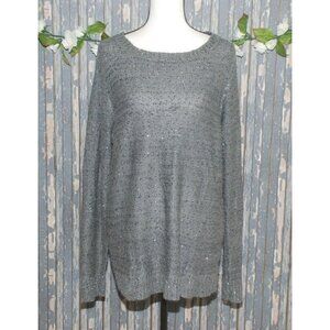 Time And Tru Ladies XL 16 18 Gray Sequin Sweater Adorable Detailed Back Winter P